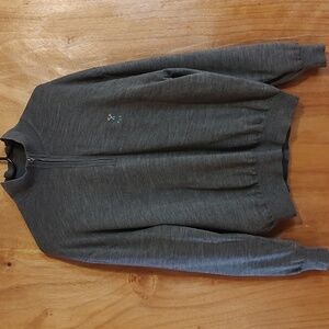 Fairway & Greene Mens 100% Wool Quarter Zip Windsweater Charcoal Heather Size M